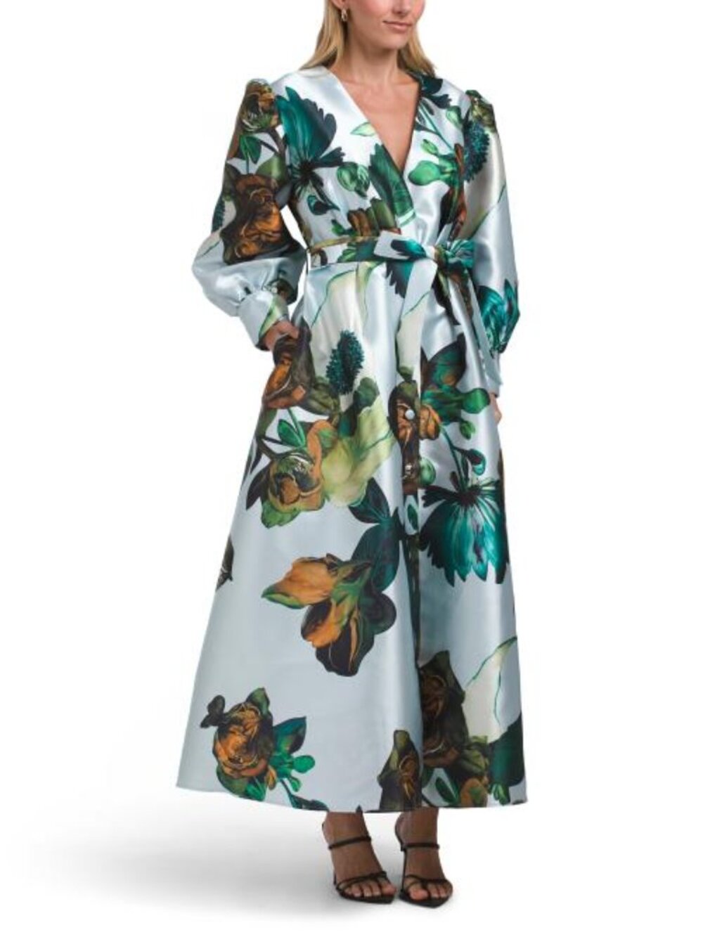 NANCY YANG Floral Mikado Gown